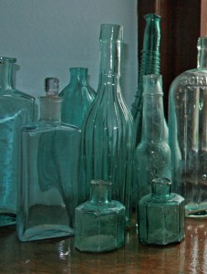 Bottles in Blue B&B room