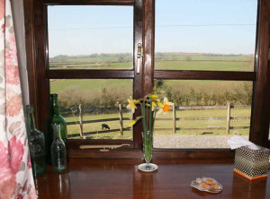 Rural Devon countryside view from en-suite family bedroom 'The Byre'