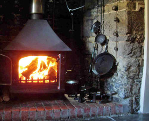 Breakfast next to a crackling log fire in the morning