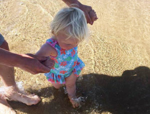 Paddling at the beach