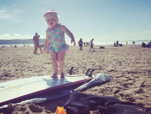 Surfing at the beach