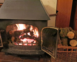 Woodburner and log basket