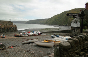 Clovelly harbour fishing boats