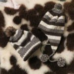 Stripy Jacob wool hats with pompoms