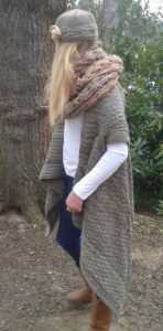 Hand spun & knitted wrap using Jacob X Texel fleece