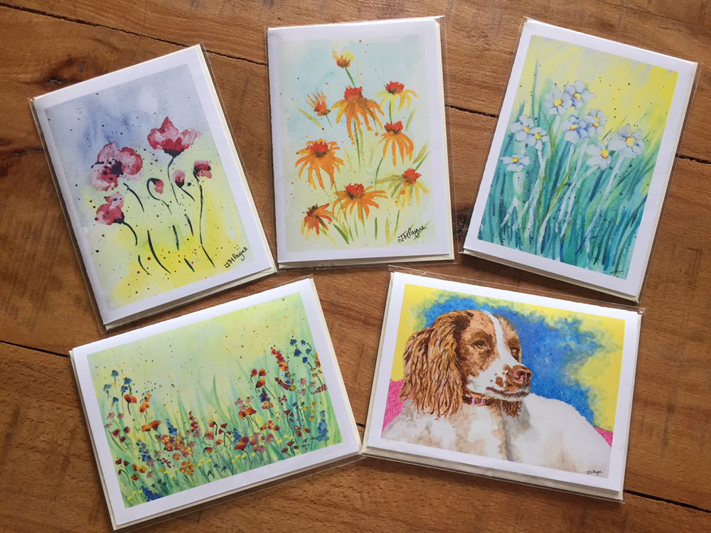 Cards painted by Jackie