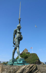 Damien Hirst's Verity at Ilfracombe harbour, North Devon