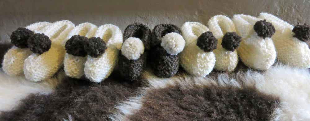 Hand knitted Jacob wool booties