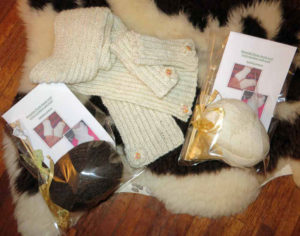 Huxtable Farm Jacob wool wrist warmers & scarf Knitting Kit