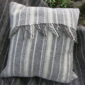 100% Huxtable Farm Jacob wool fringe cushion