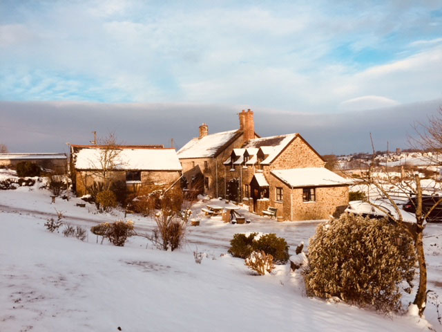 Huxtable Farm B&B in the snow