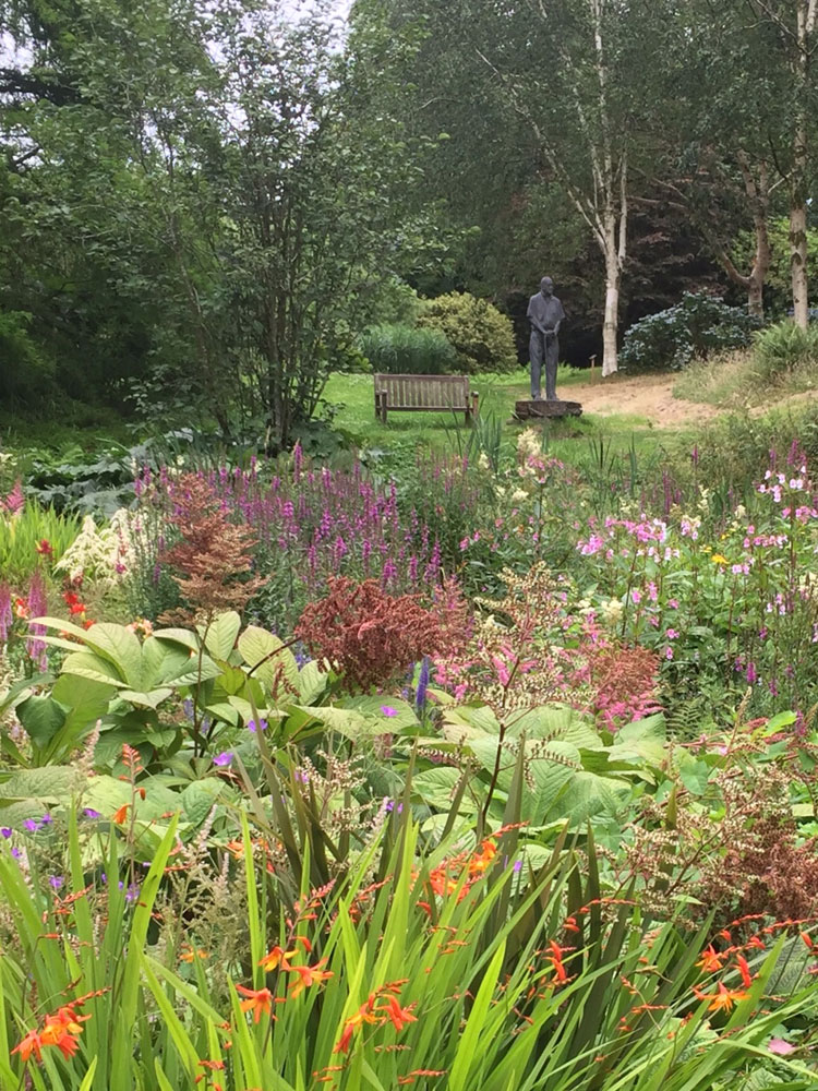 Statue of Dr Smart at Marwood Hill Gardens