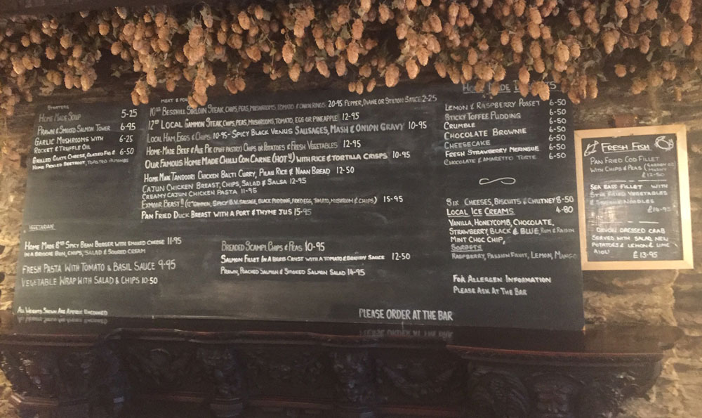 Black Venus Inn Menu