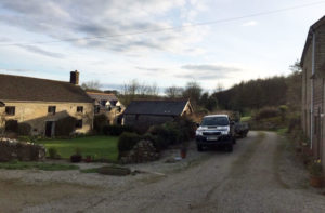 Parking outside barn rooms and access to farmhouse