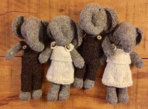 Hand knitted elephant with removable clothing £19 each