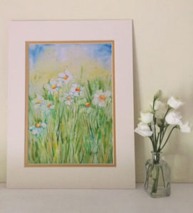 Daisies Print of water colour painting by Jackie Payne (A4 print to fit 11"X14" frame) Price includes P&P but not frame. £23 each print
