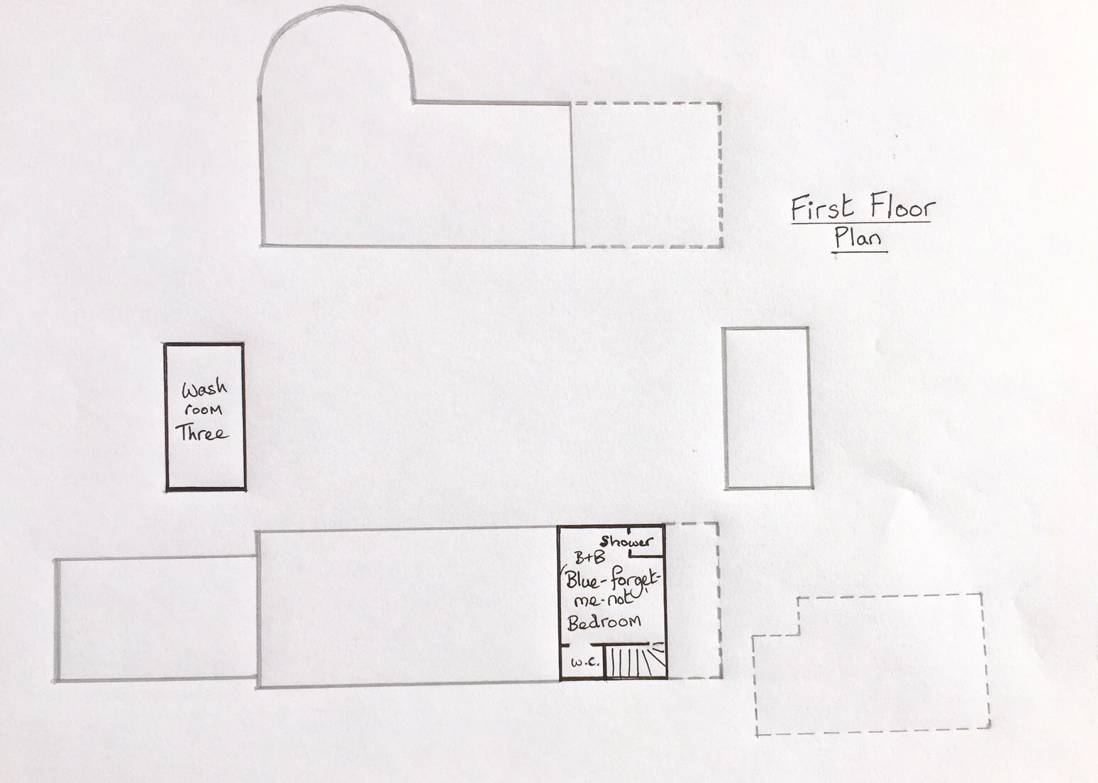 First floor room layout at Huxtable Farm B&B