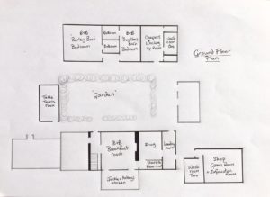 Ground floor room layout at Huxtable Farm B&B