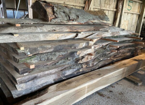Dried wood slices and beam