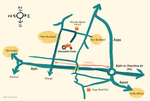 Map how to find Huxtable Farm, West Buckland, North Devon