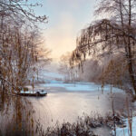 Snowy pond @huxtablefarm